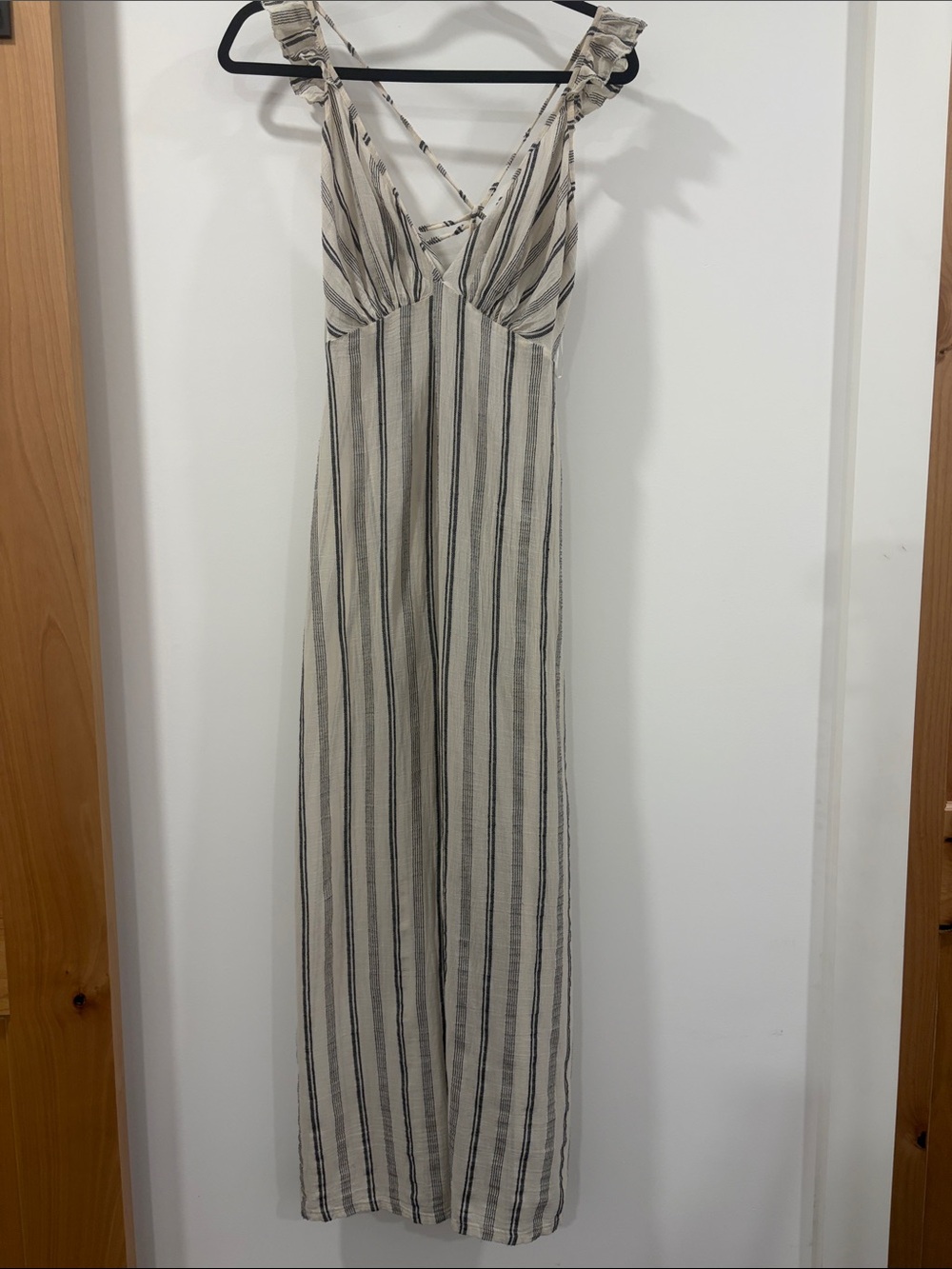 Bravissimo Rare Ivory with Black Lateral Stripes Strappy Coverup/Dress in Small.